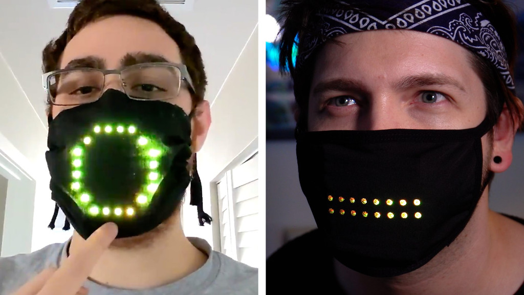 Chris Fox in a light-up coronavirus mask